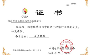 2017年3月，B体育官网成为中国电子视像行业协会会员